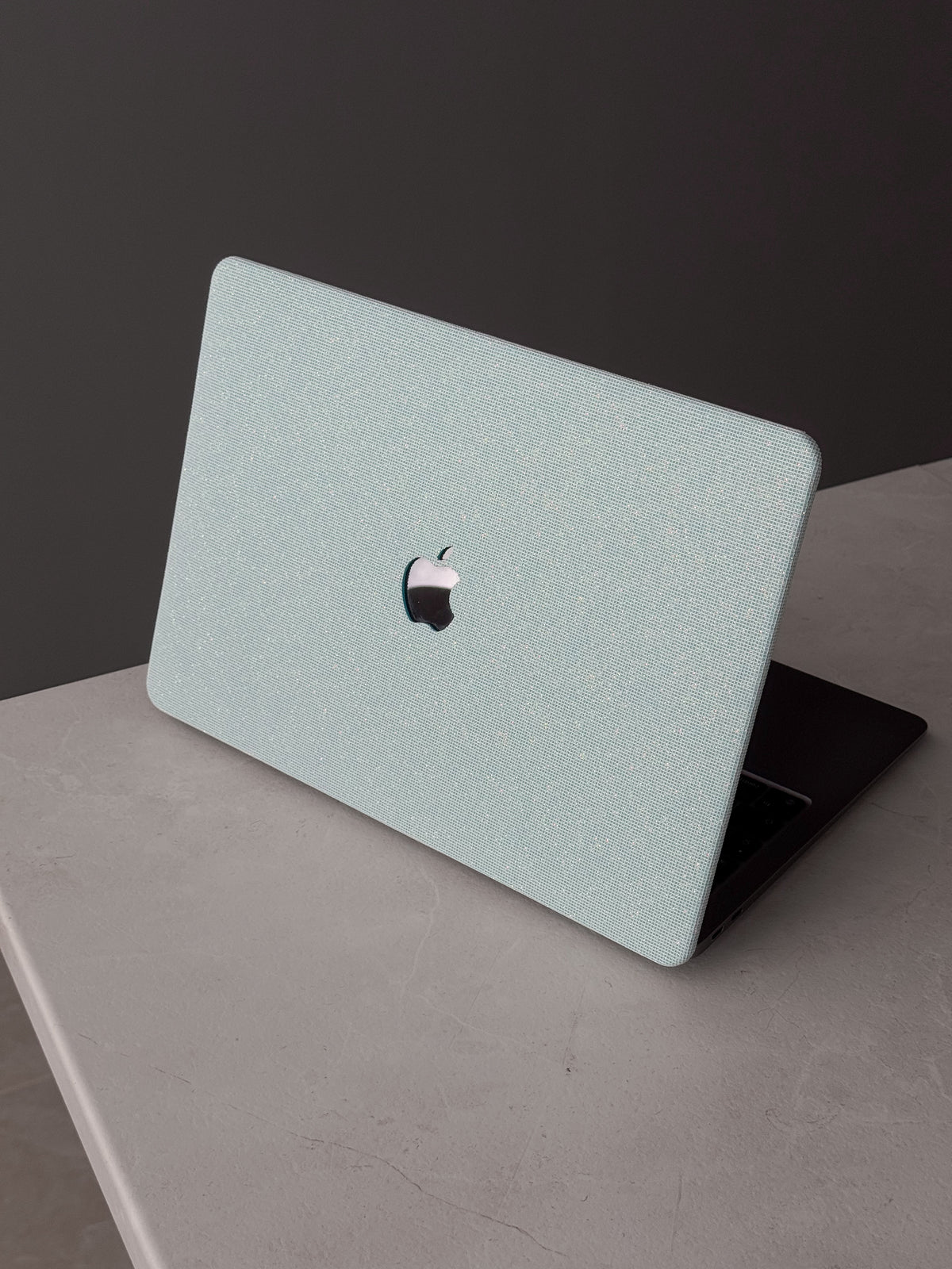 Блакитний чохол-накладка Shine Grid для MacBook із блискучою фактурою в дрібну клітинку