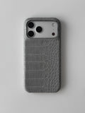 Сірий чохол Gator Skin для iPhone з фактурою під шкіру крокодила — вигляд ззаду