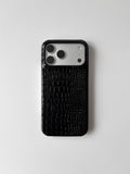 Чорний глянцевий чохол Gator Skin для iPhone з фактурою під шкіру крокодила — вигляд ззаду