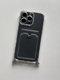 Прозорий чохол для iPhone з кишенею для картки й сріблястими кільцями — вигляд ззаду